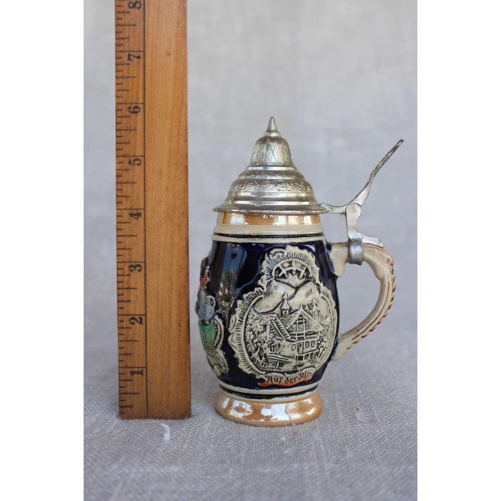 Vintage Old German Beer Stein Western Germany Hand Painted Ceramic Lidded - Picture 2 of 9